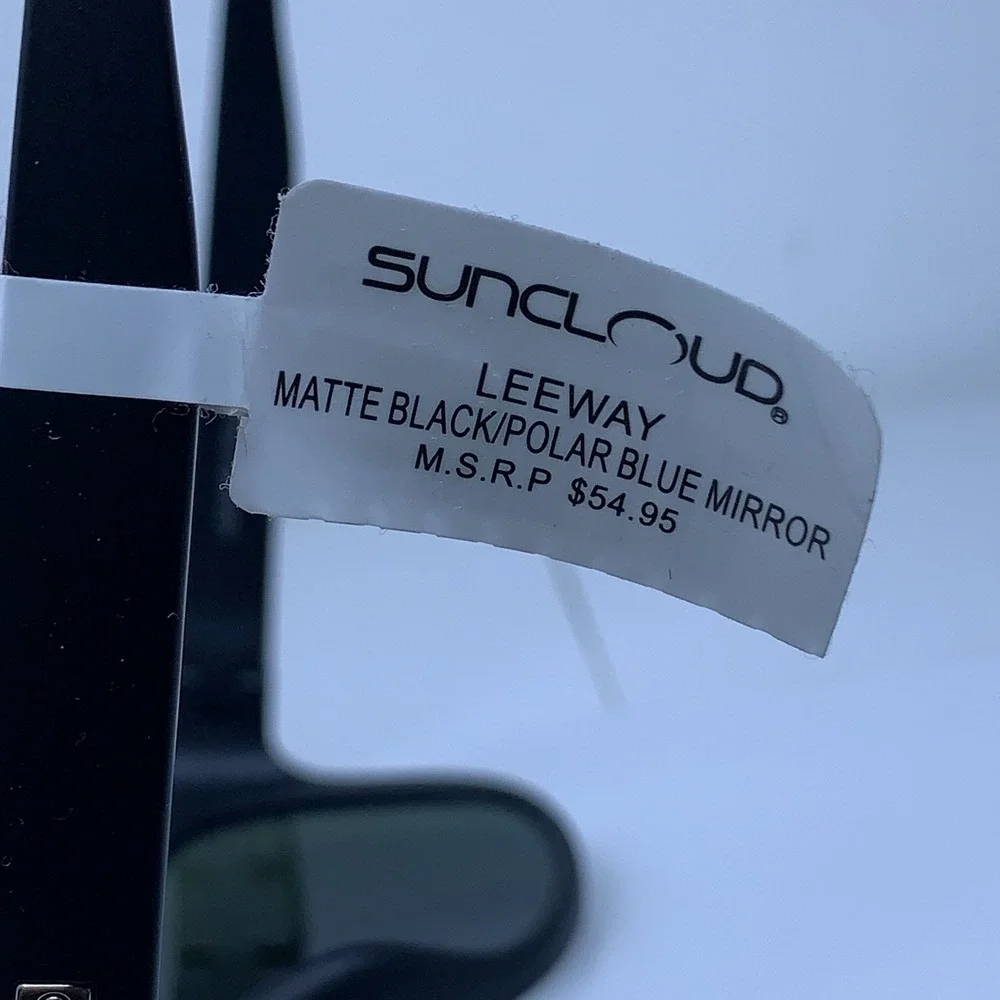 Suncloud Optics Leeway Matte Black + Polarized Blue Mirror Lens Sunglasses NWT